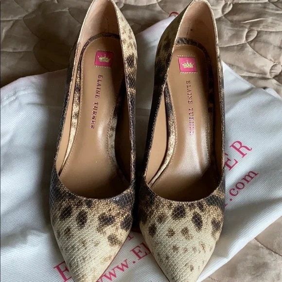 Elaine Turner Snake Print Leather Shoes - Size 8 - Picture 3 of 8